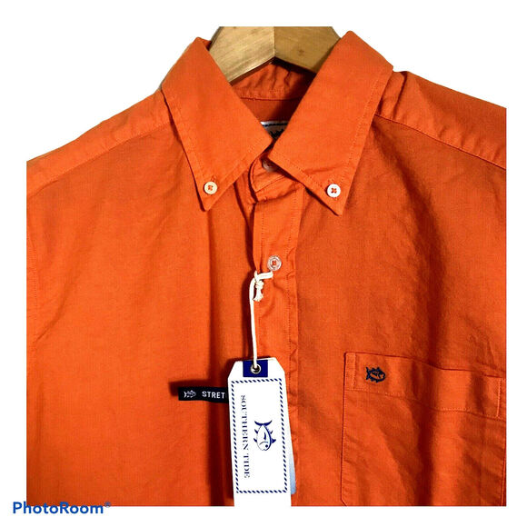 SOUTHERN TIDE Tango Orange Garment Dyed Button-Up Shirt Mens Size Small NEW - Picture 3 of 6